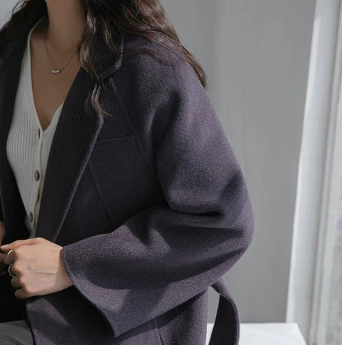 Premium Wool Long Coat – Handcrafted Slim-Fit Korean Style Hidden Button Jacket | Autumn 2025 Collection - Image 10