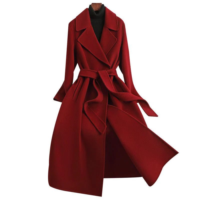 Premium Wool Long Coat – Handcrafted Slim-Fit Korean Style Hidden Button Jacket | Autumn 2025 Collection - Image 5