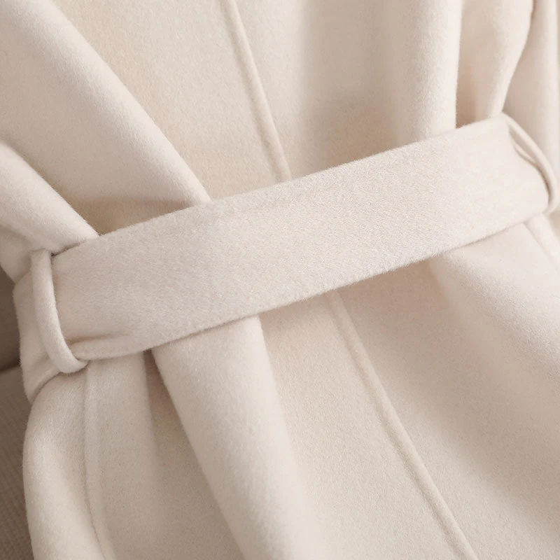 Premium Wool Mid-Length Coat – Handmade Belted Urban Style Slim Fit Jacket | 100% Wool Summer 2025 Collection - Image 4