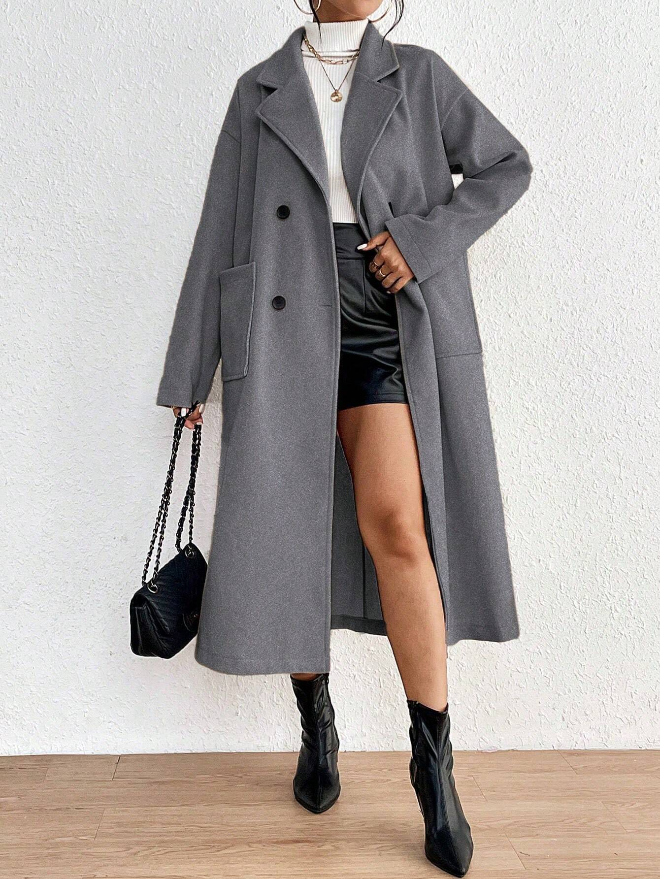 Privé Double Breasted Dual Pocket Drop Shoulder Overcoat FD - Image 10