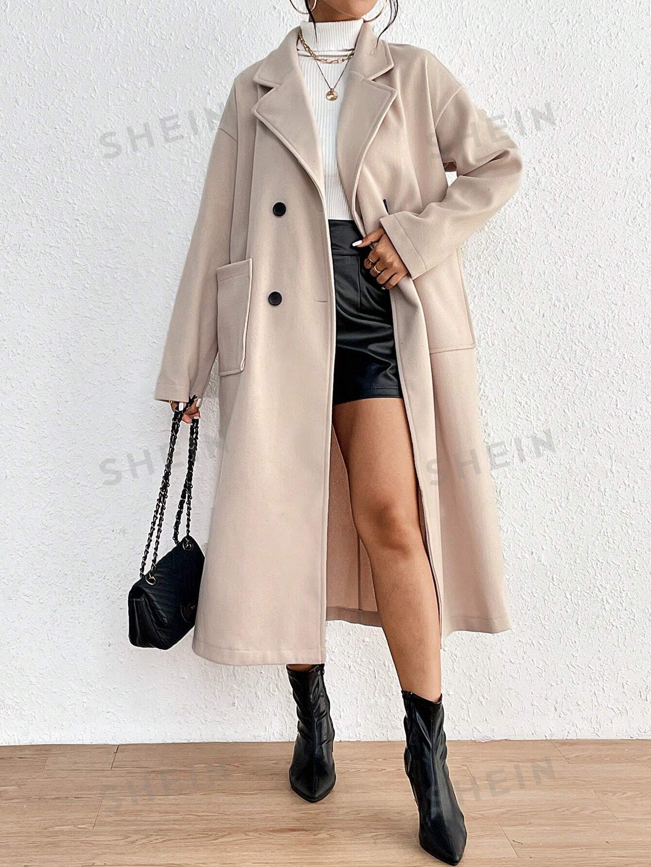 Privé Double Breasted Dual Pocket Drop Shoulder Overcoat FD - Image 4