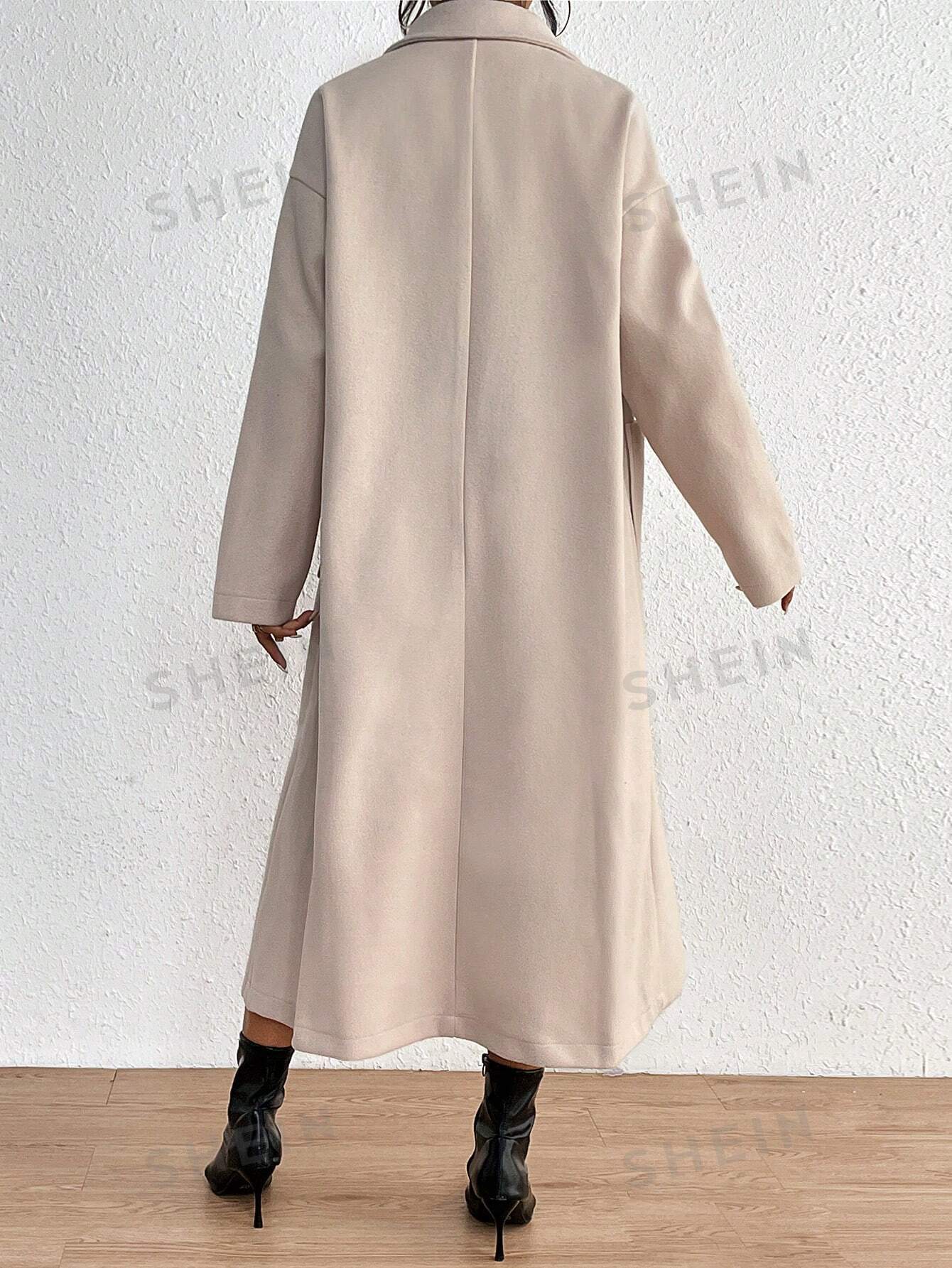 Privé Double Breasted Dual Pocket Drop Shoulder Overcoat FD - Image 5