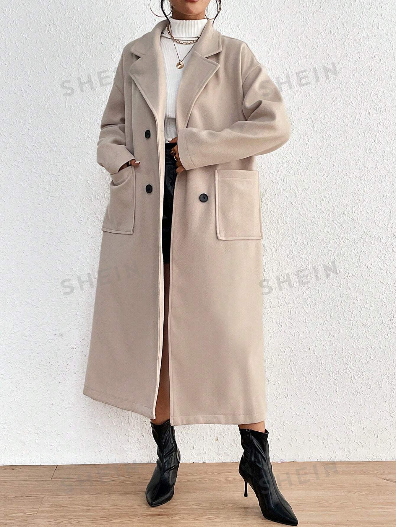 Privé Double Breasted Dual Pocket Drop Shoulder Overcoat FD - Image 6