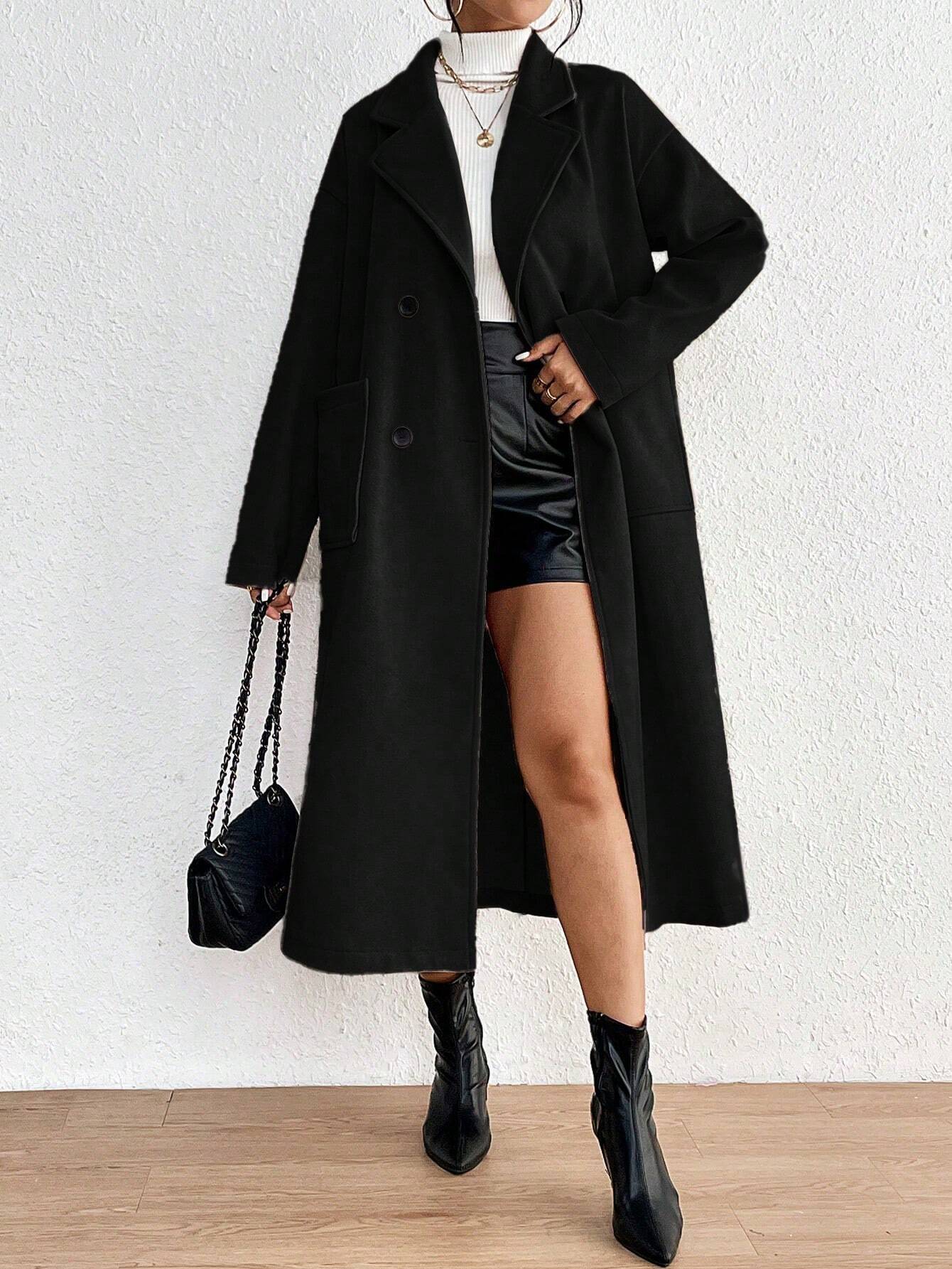 Privé Double Breasted Dual Pocket Drop Shoulder Overcoat FD - Image 9