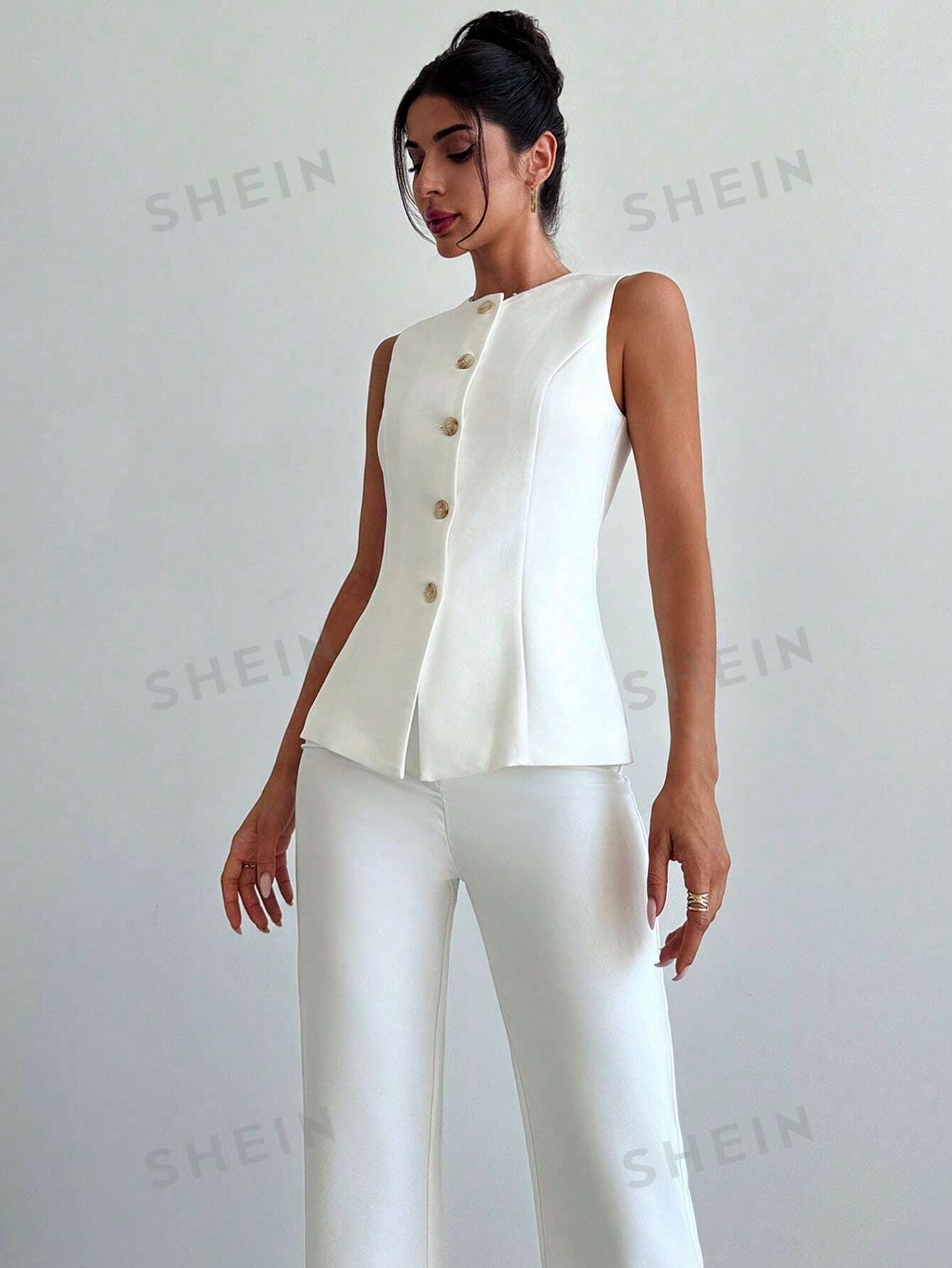 Privé Elegant Sleeveless Vest & Long Pants Women's Suit Two Piece Set - Image 3
