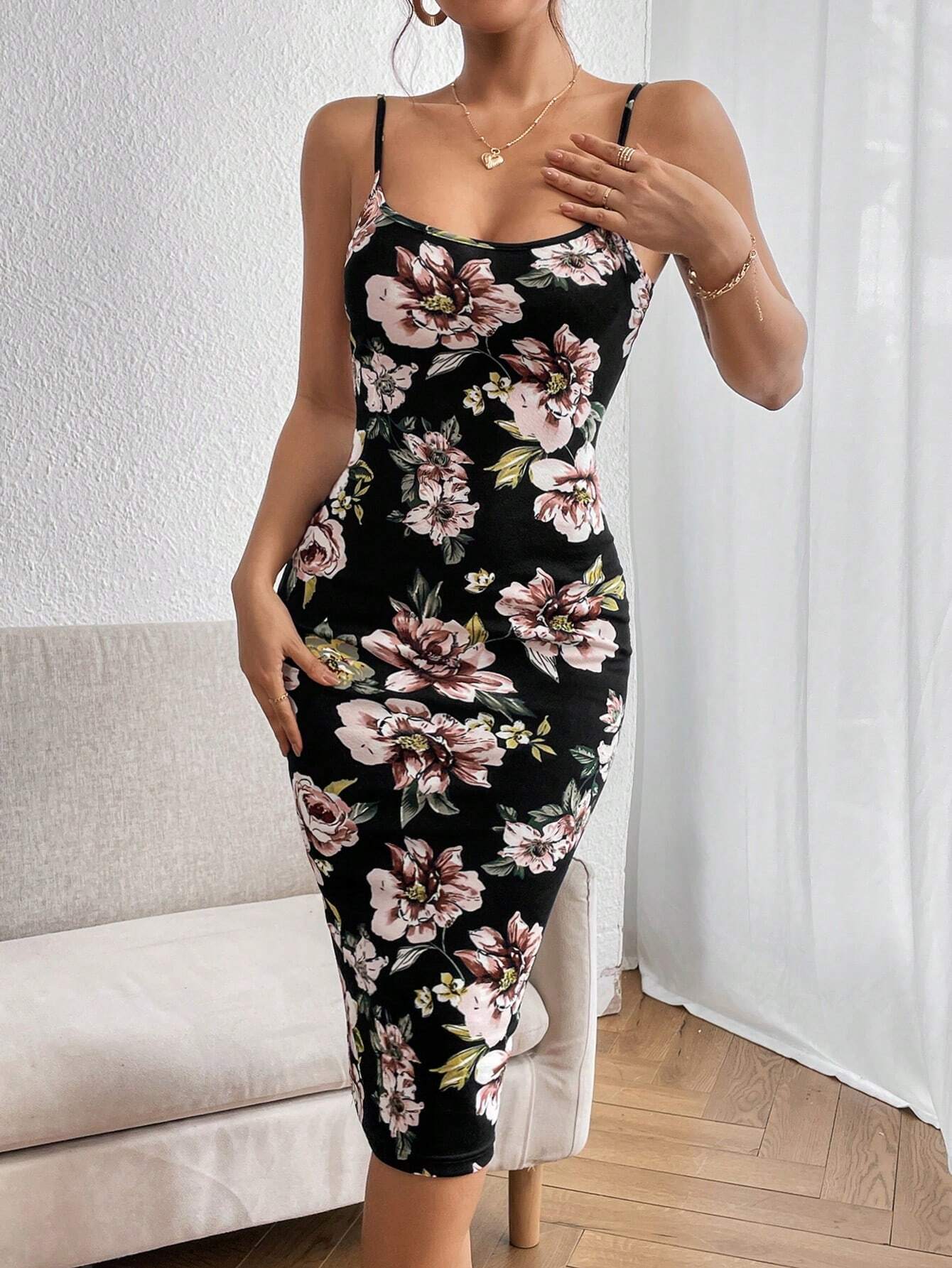 Privé Floral Print Split Hem Cami Dress - Image 8