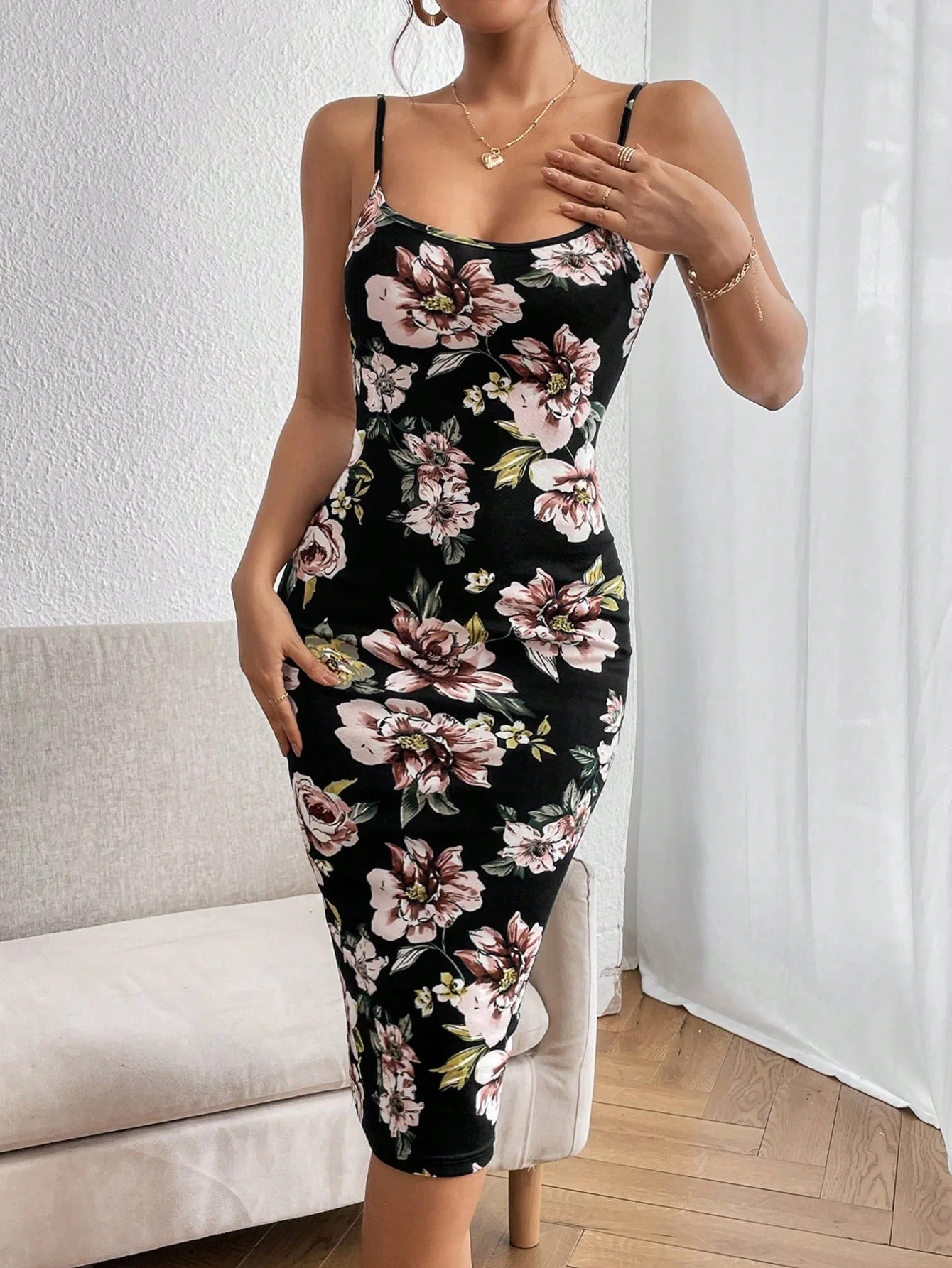 Privé Floral Print Split Hem Cami Dress - Image 9