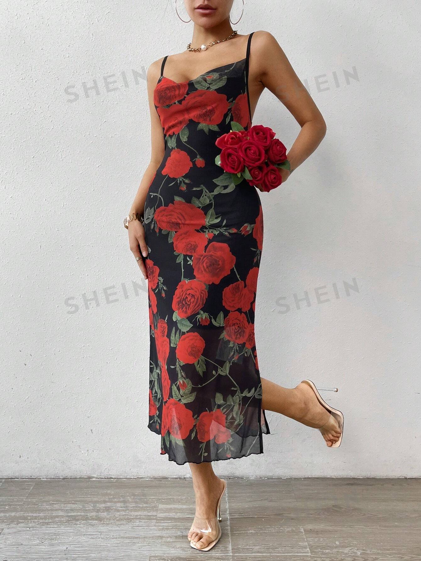 Privé Ladies' Floral Printed Spaghetti Strap Dress - Image 3