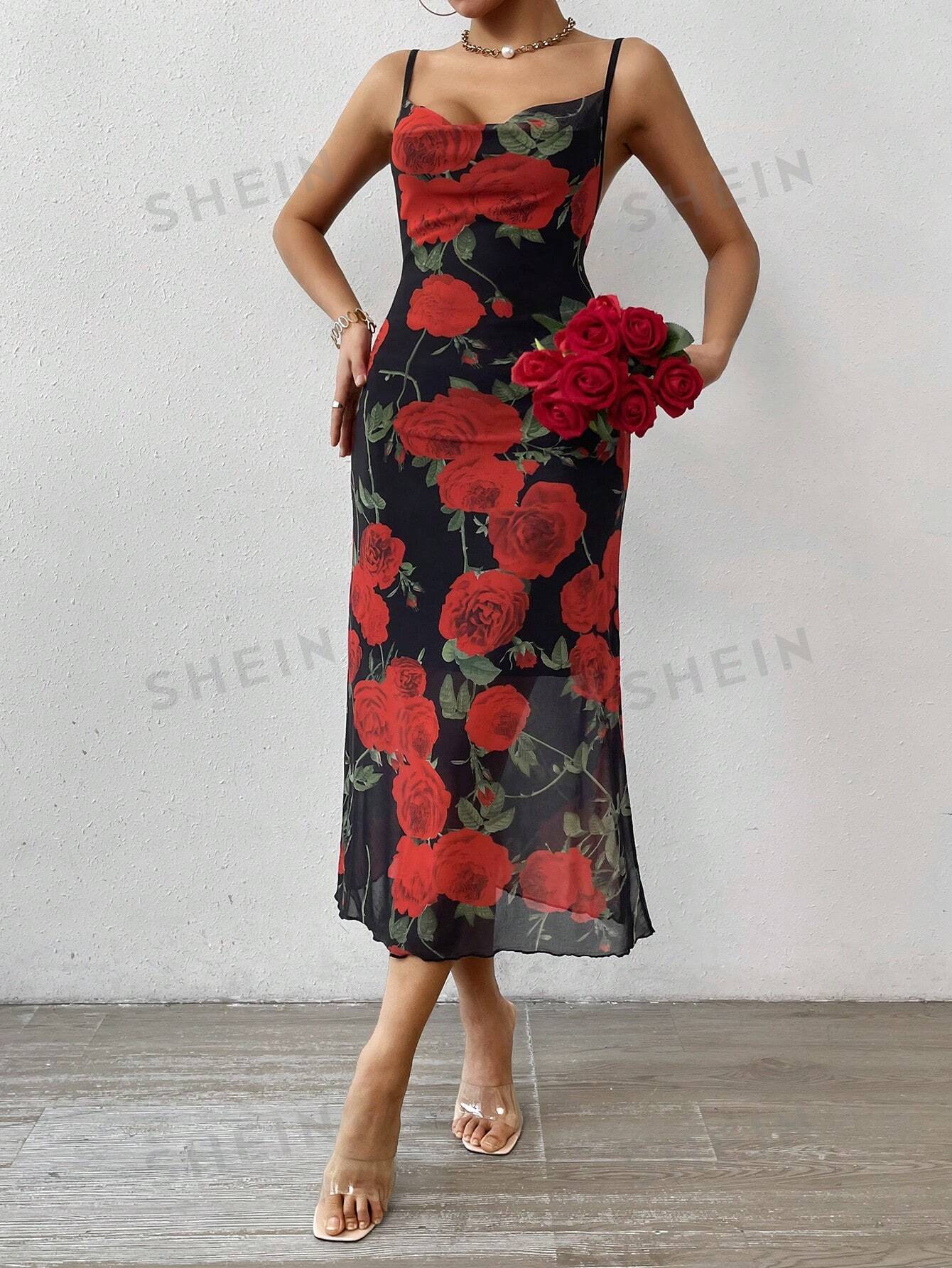 Privé Ladies' Floral Printed Spaghetti Strap Dress - Image 4