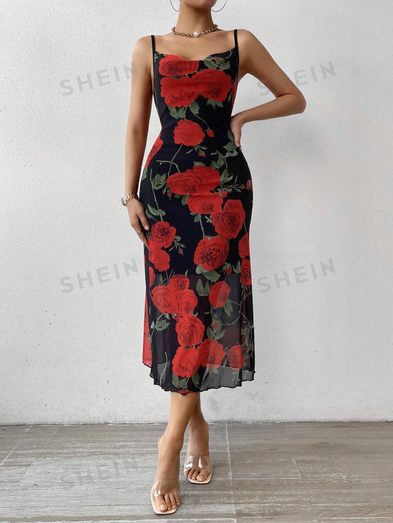Privé Ladies' Floral Printed Spaghetti Strap Dress - Image 5