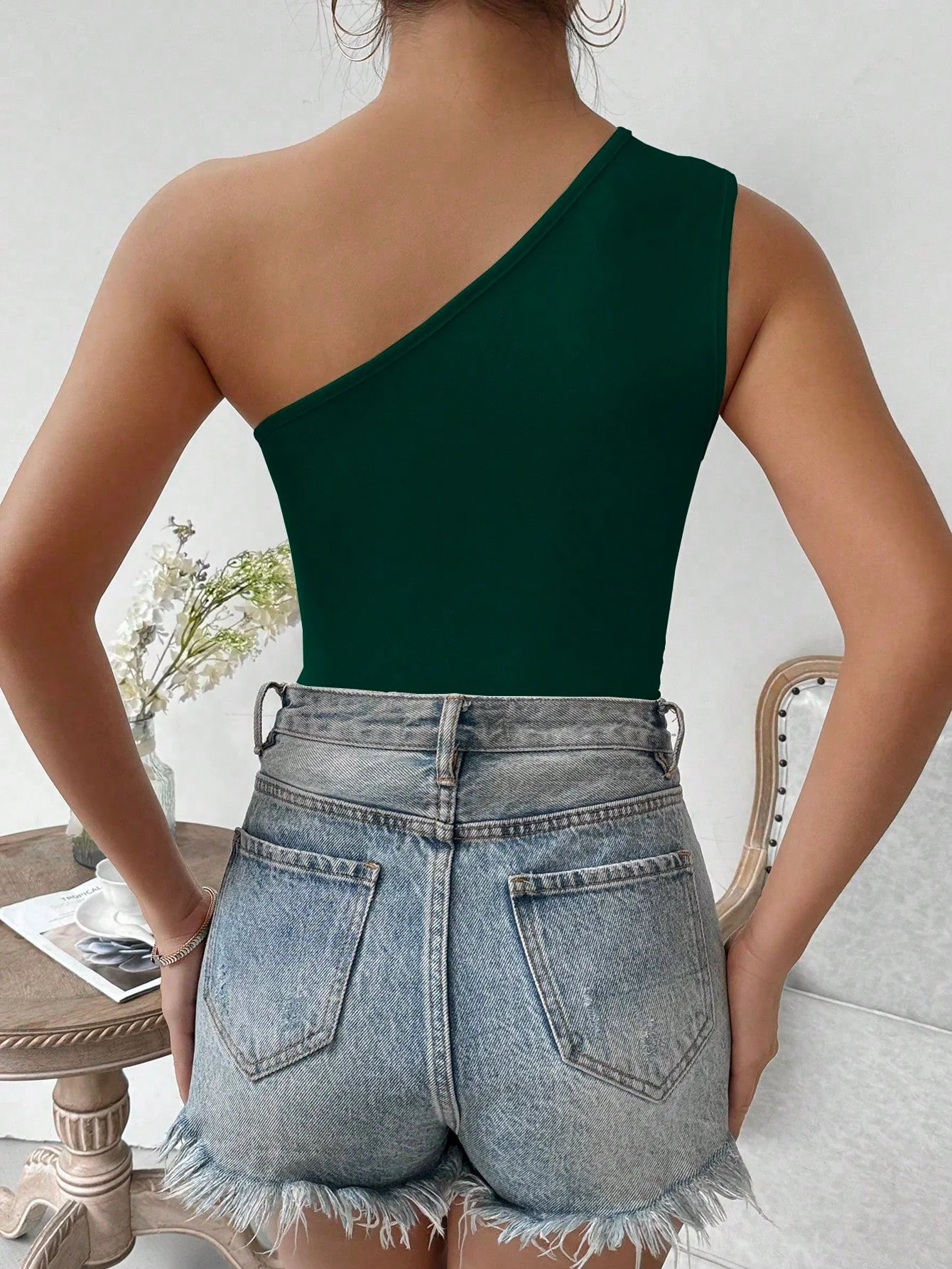 Privé Oblique Shoulder Ruffled Bodycon Bodysuit - Image 17