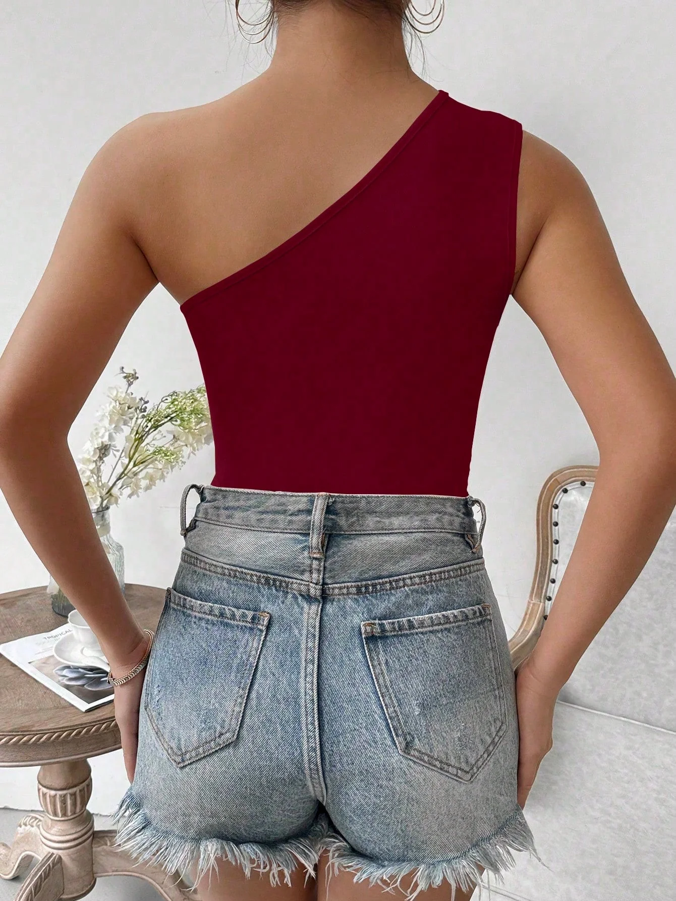 Privé Oblique Shoulder Ruffled Bodycon Bodysuit - Image 21