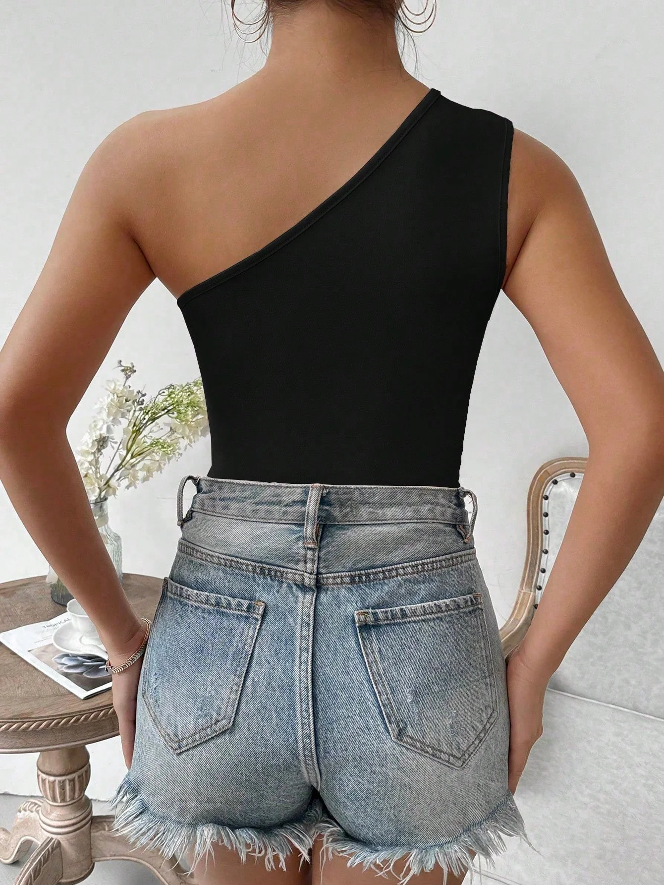 Privé Oblique Shoulder Ruffled Bodycon Bodysuit - Image 29