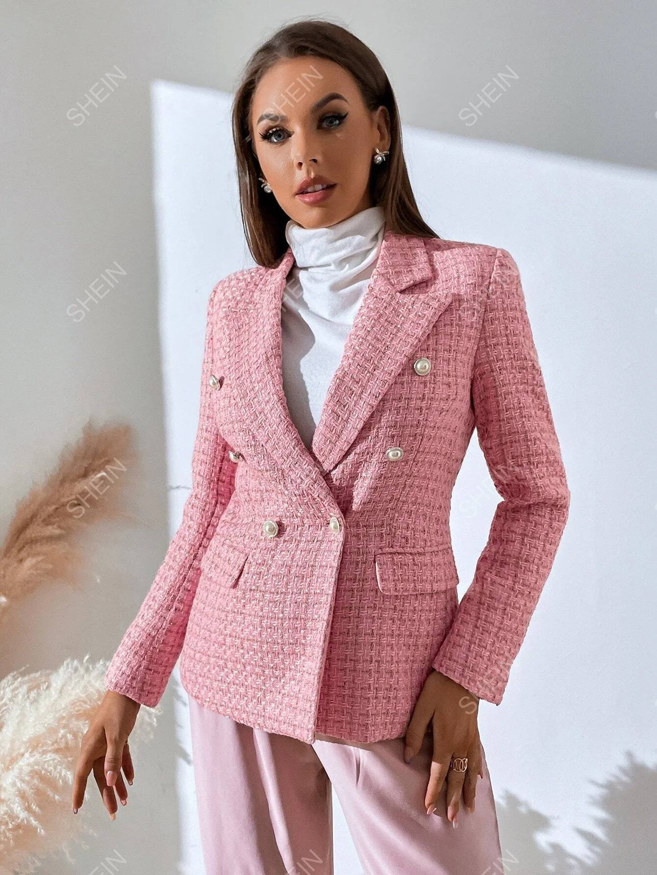 Privé Plaid Print Double Breasted Blazer Workwear FD - Image 9