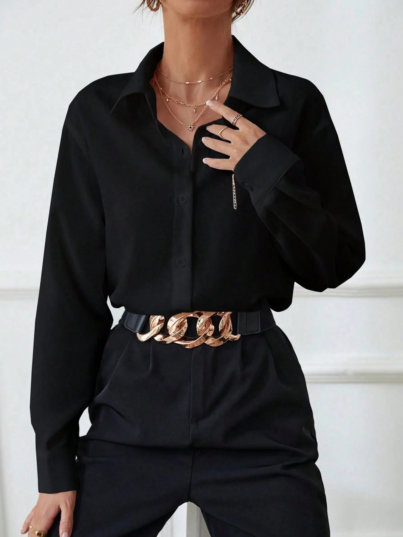 Privé Solid Button Front Shirt - Image 11