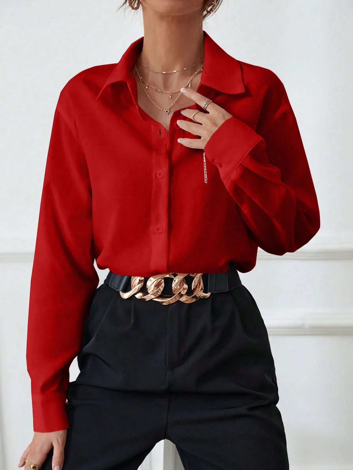 Privé Solid Button Front Shirt - Image 2