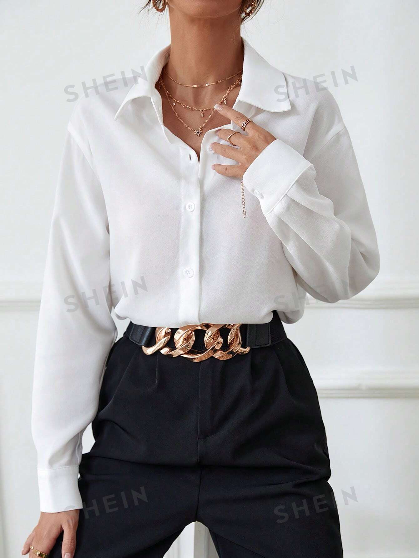 Privé Solid Button Front Shirt - Image 4