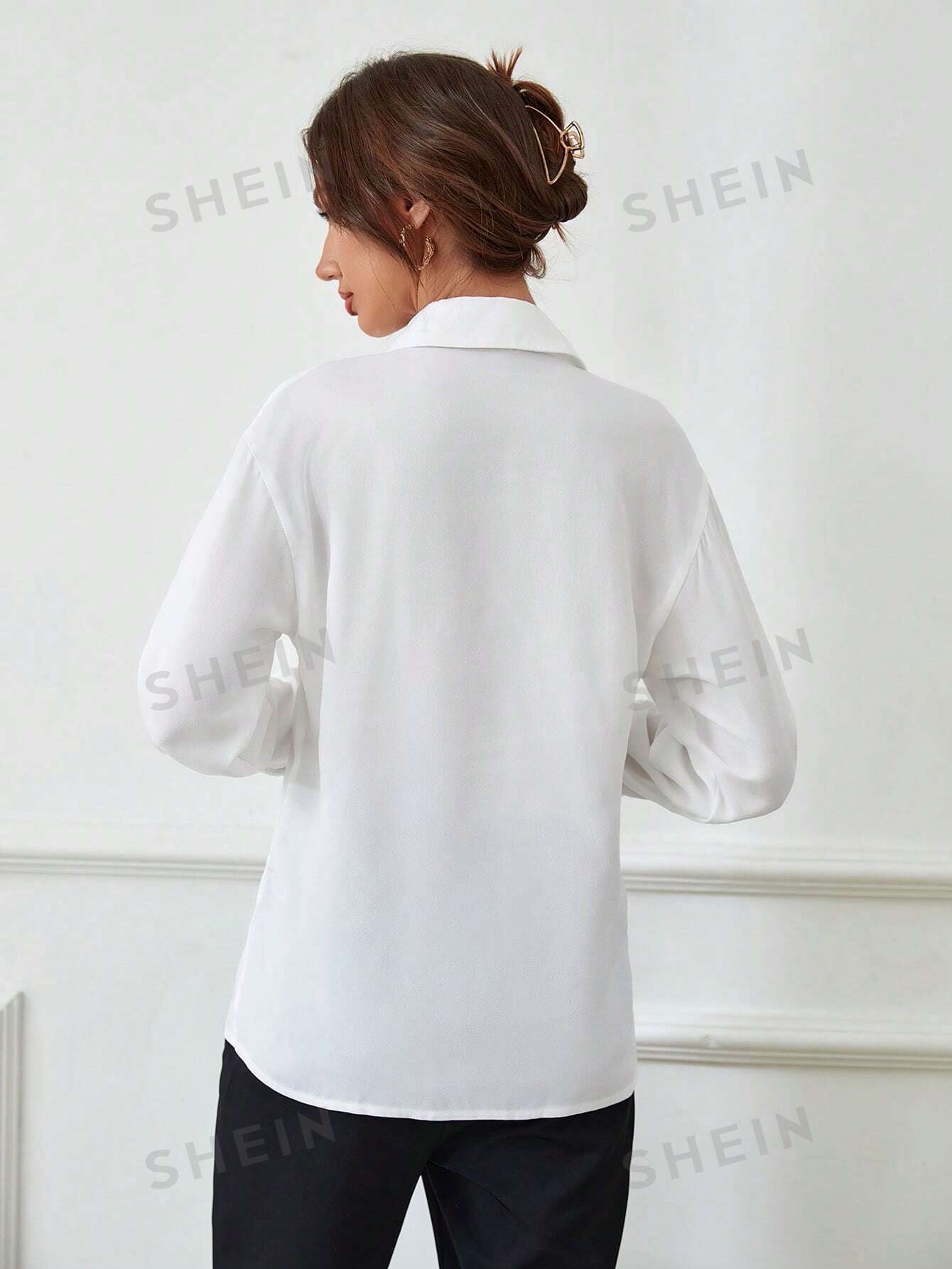 Privé Solid Button Front Shirt - Image 5