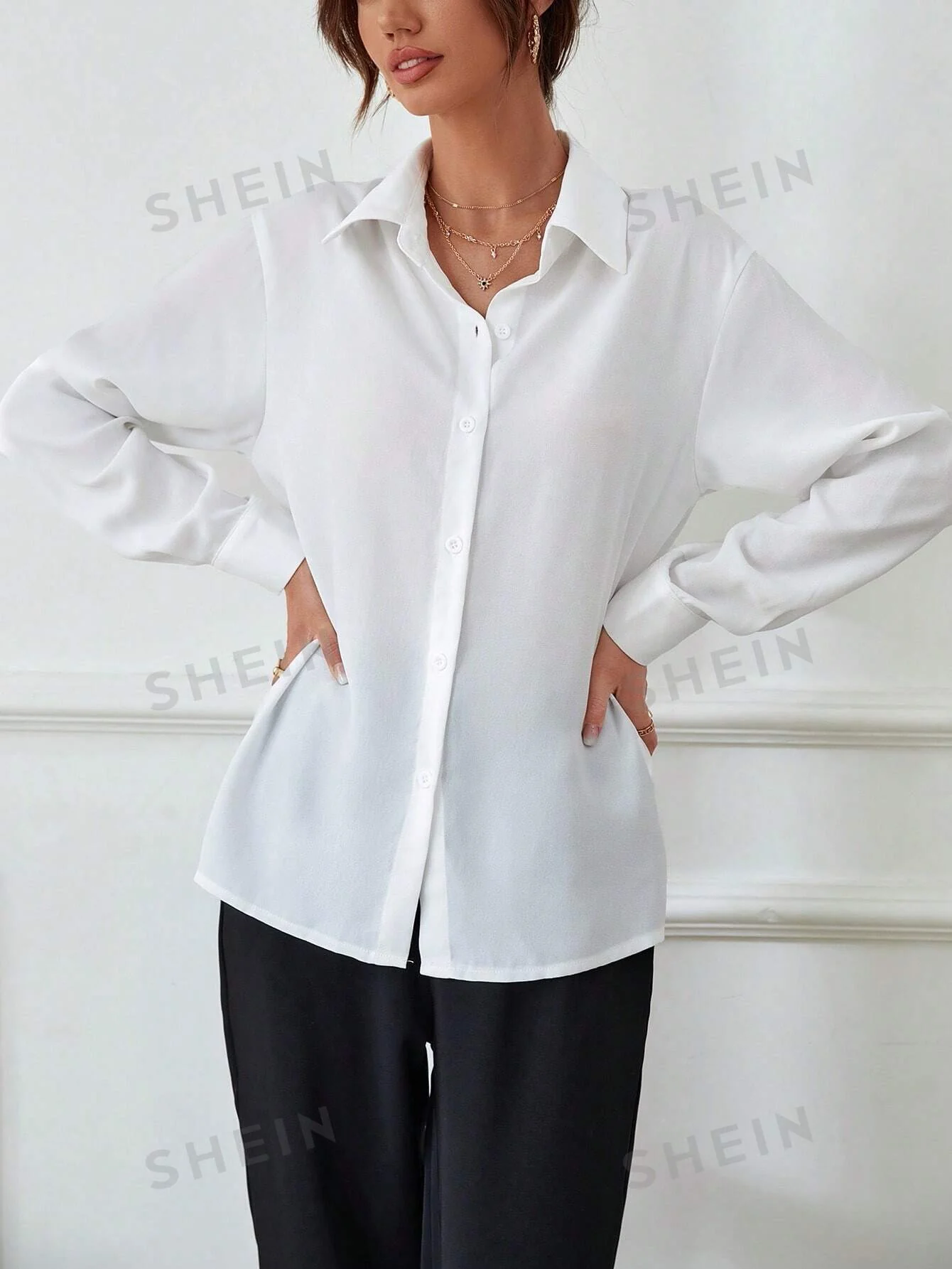 Privé Solid Button Front Shirt - Image 7