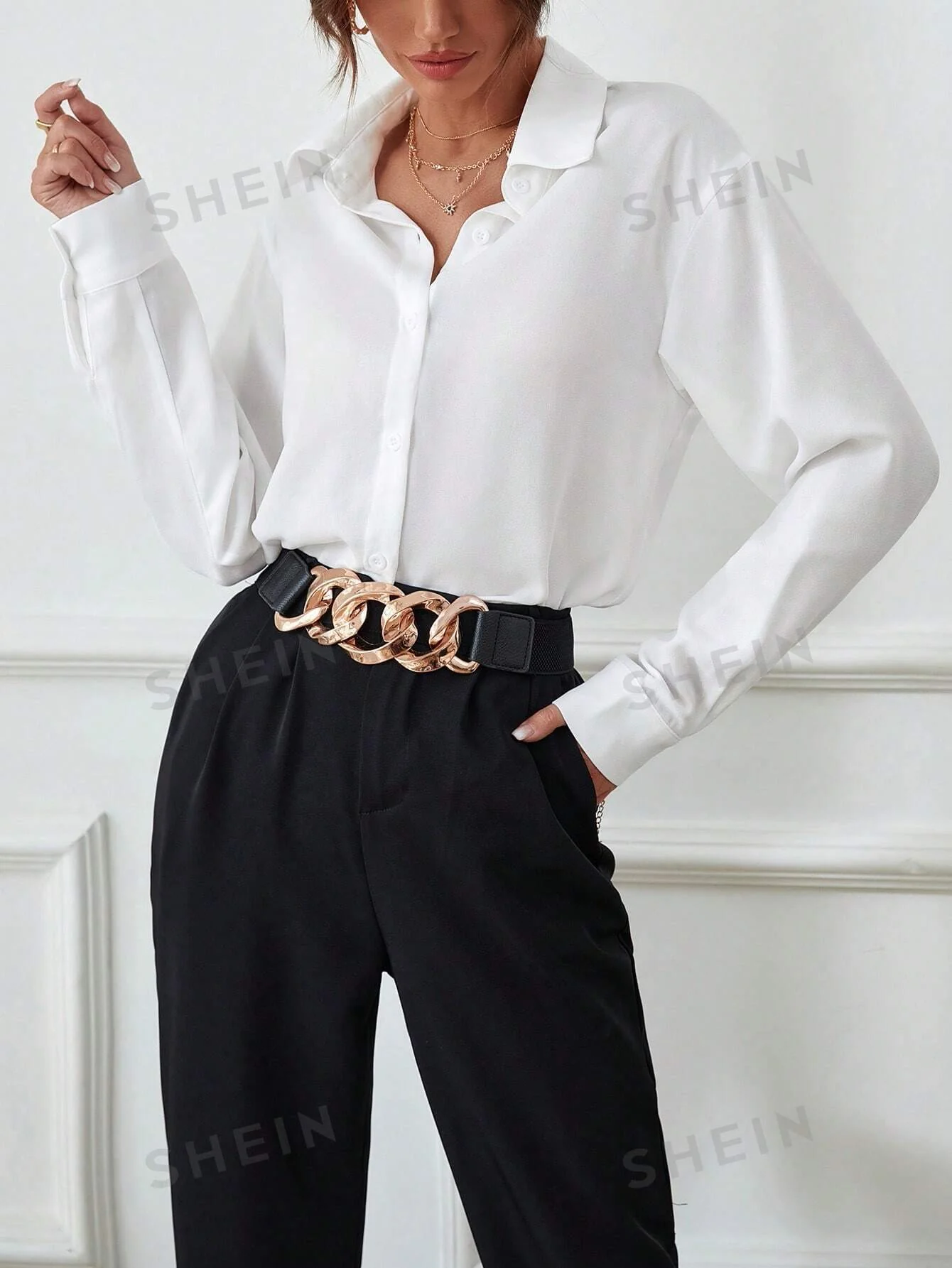 Privé Solid Button Front Shirt - Image 9