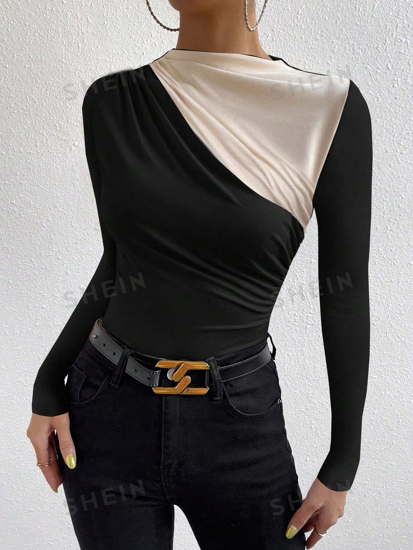 Privé Two Tone Ruched Tee - Image 10