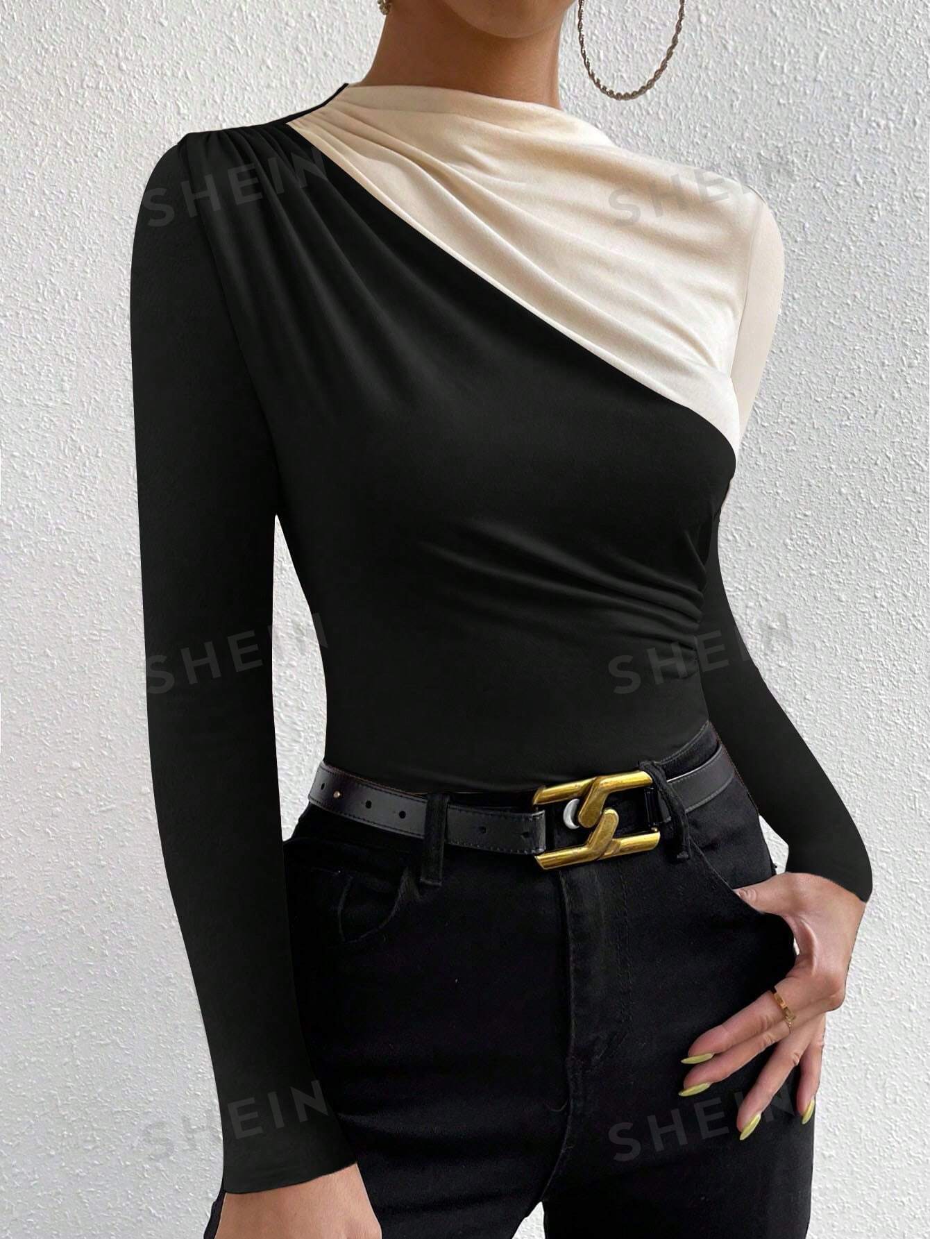 Privé Two Tone Ruched Tee - Image 11