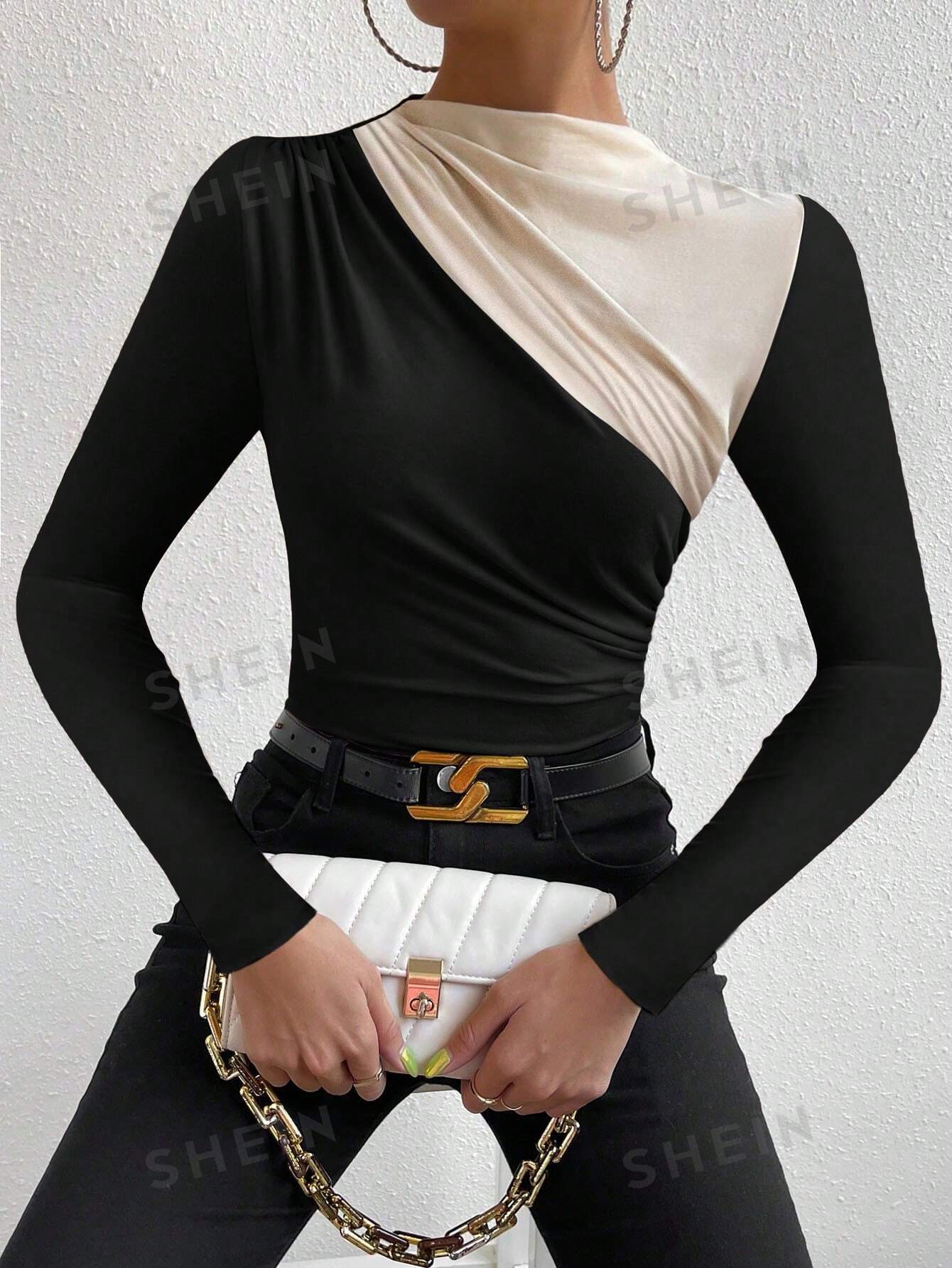 Privé Two Tone Ruched Tee - Image 12