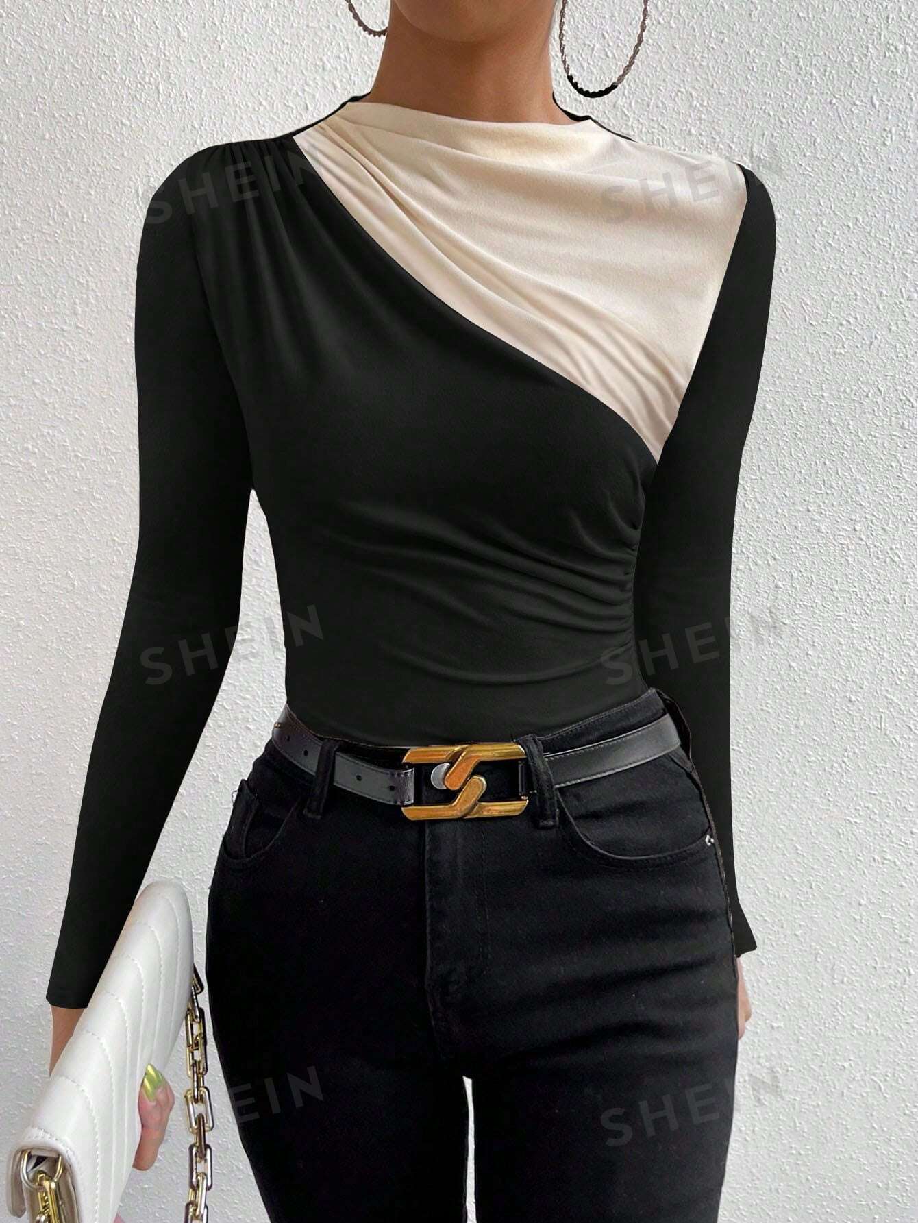 Privé Two Tone Ruched Tee FD - Image 9