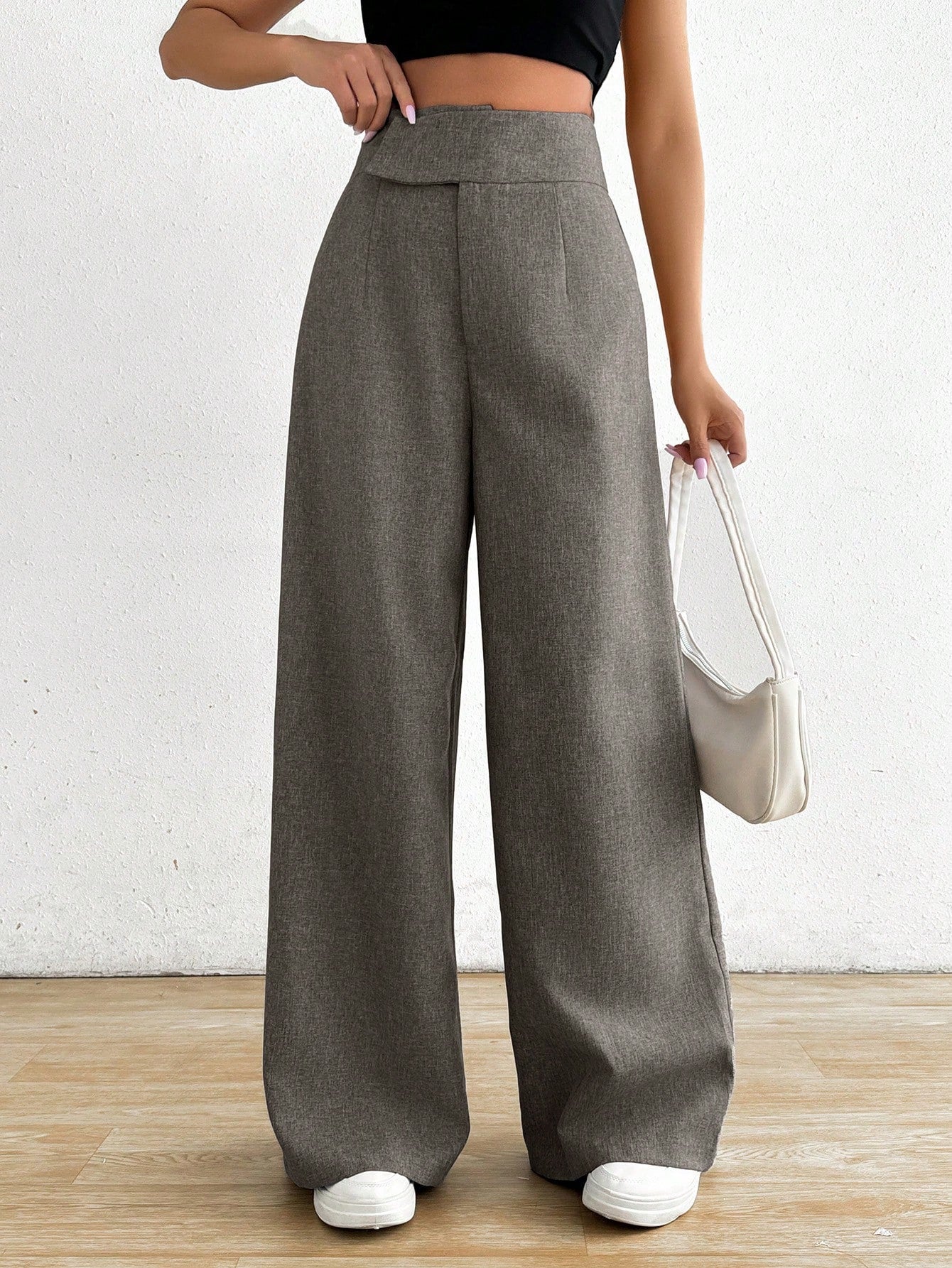Privé Women's Casual Asymmetrical High Waisted Wide Leg Pants - Image 4