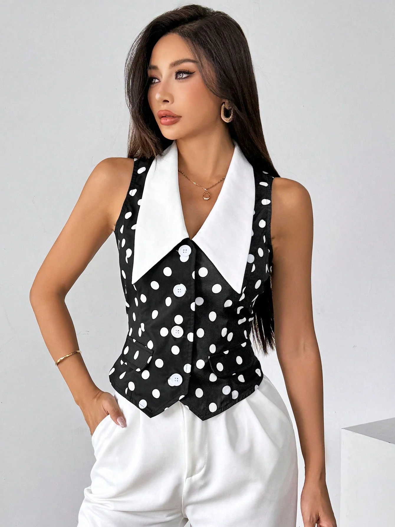 Privé Women's Color Block Sleeveless Shirt With Front Button Closure,Work Women Shirts. Elegant Style For Summer.Old Money.Teacher Clothes.Business Casual Women. - Image 2