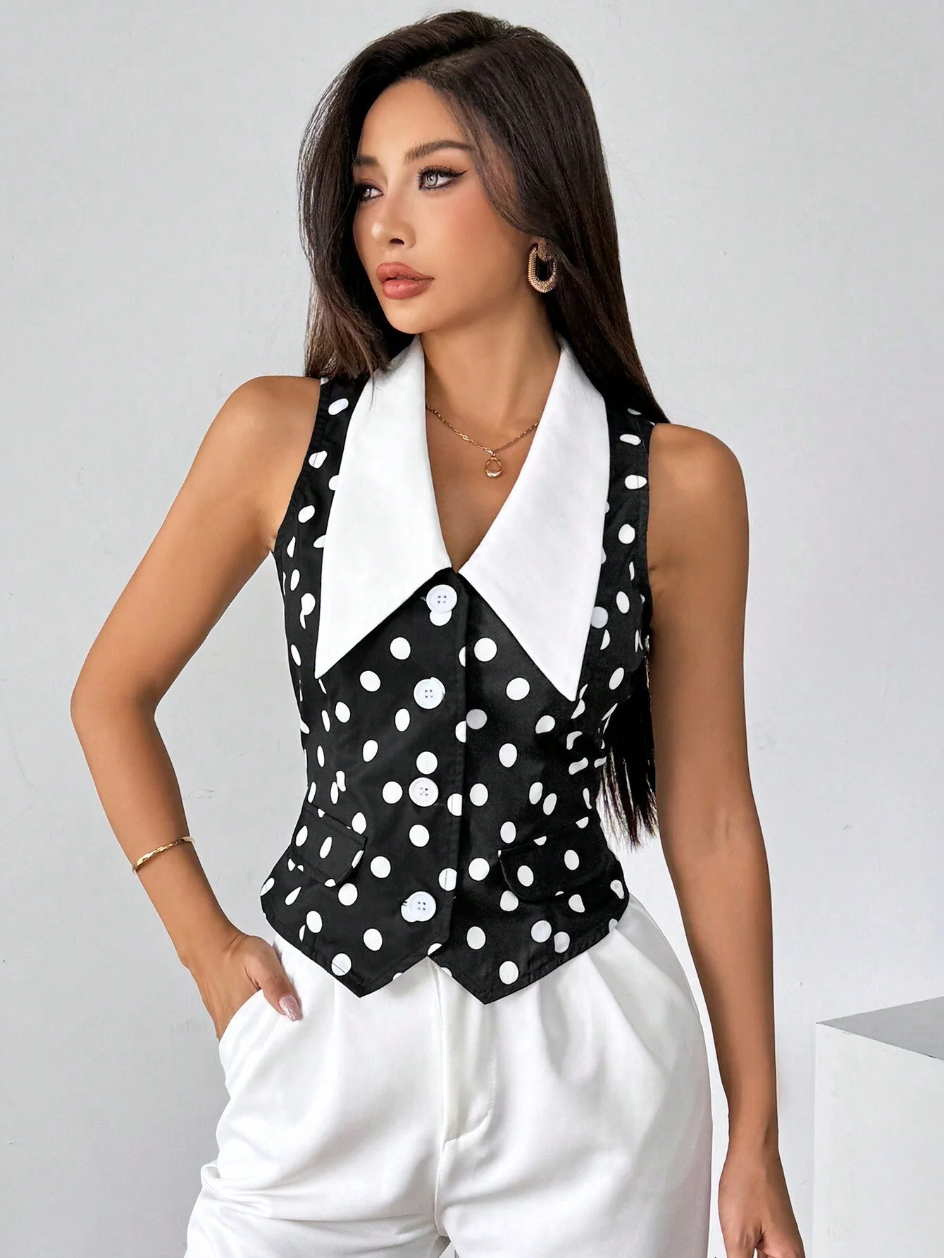 Privé Women's Color Block Sleeveless Shirt With Front Button Closure,Work Women Shirts. Elegant Style For Summer.Old Money.Teacher Clothes.Business Casual Women. - Image 9