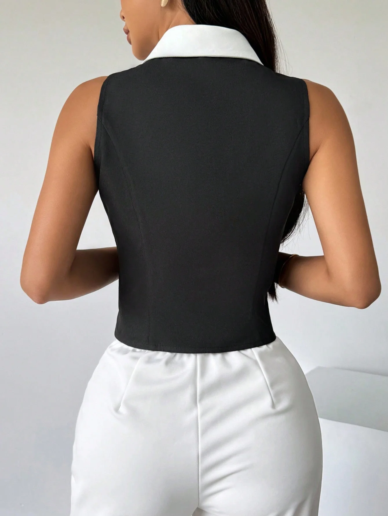 Privé Women's Color Block Sleeveless Shirt With Front Button Closure,Work Women Shirts. Elegant Style For Summer.Old Money.Teacher Clothes.Business Casual Women. (FD - Image 5