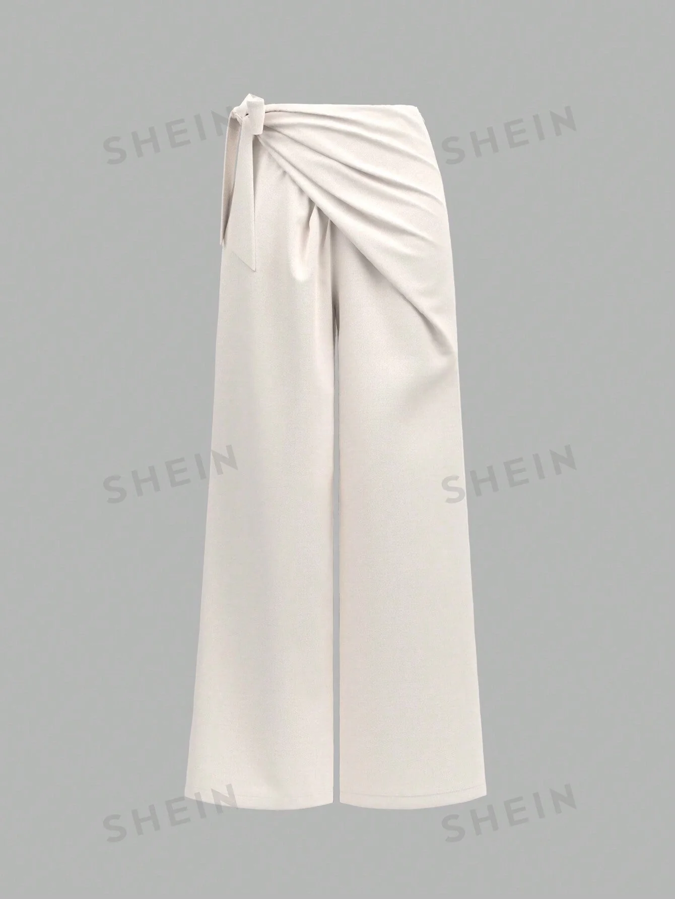 Privé Women's Khaki Linen-Like Belted High Waist Wide Leg Pants - Image 5