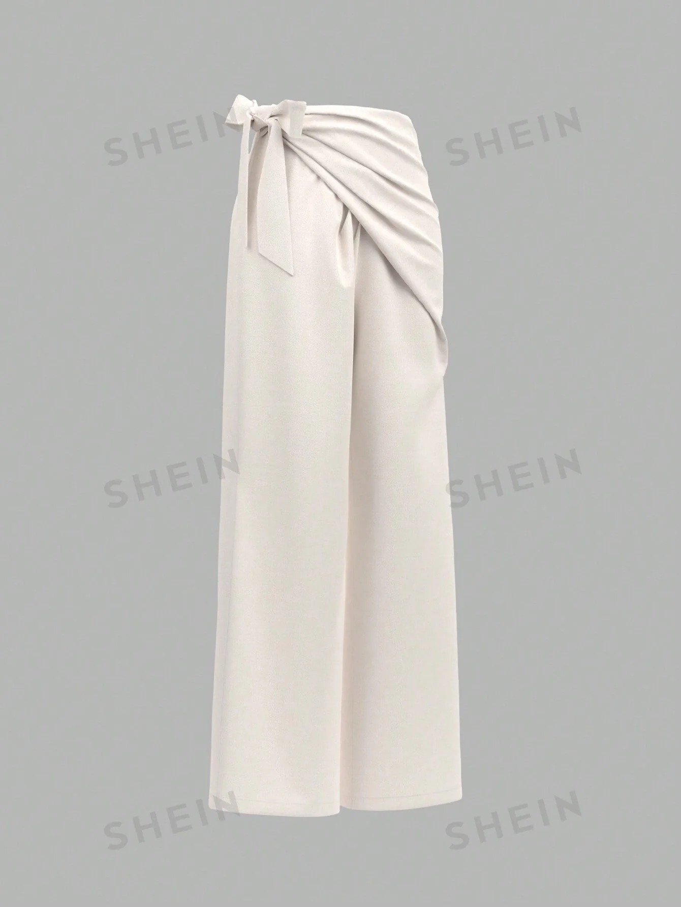 Privé Women's Khaki Linen-Like Belted High Waist Wide Leg Pants - Image 8