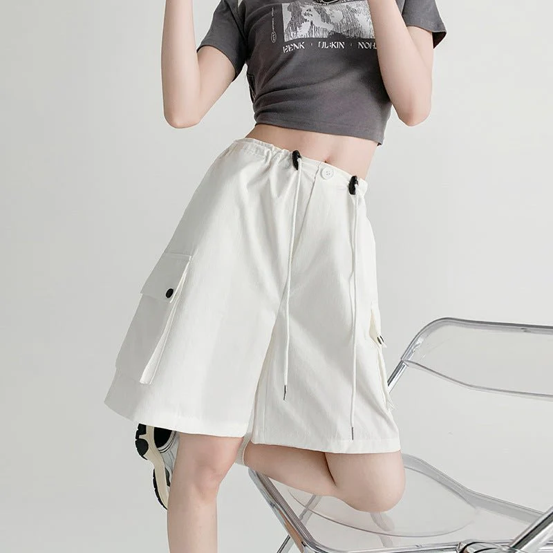Pure cotton washed shorts women's summer new loose straight overalls casual spice wide-leg sports five-point medium pants - Image 12