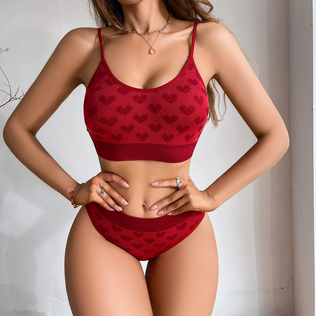 Pure Desire | Red Seamless Gathered Bra Panty Set - Image 5