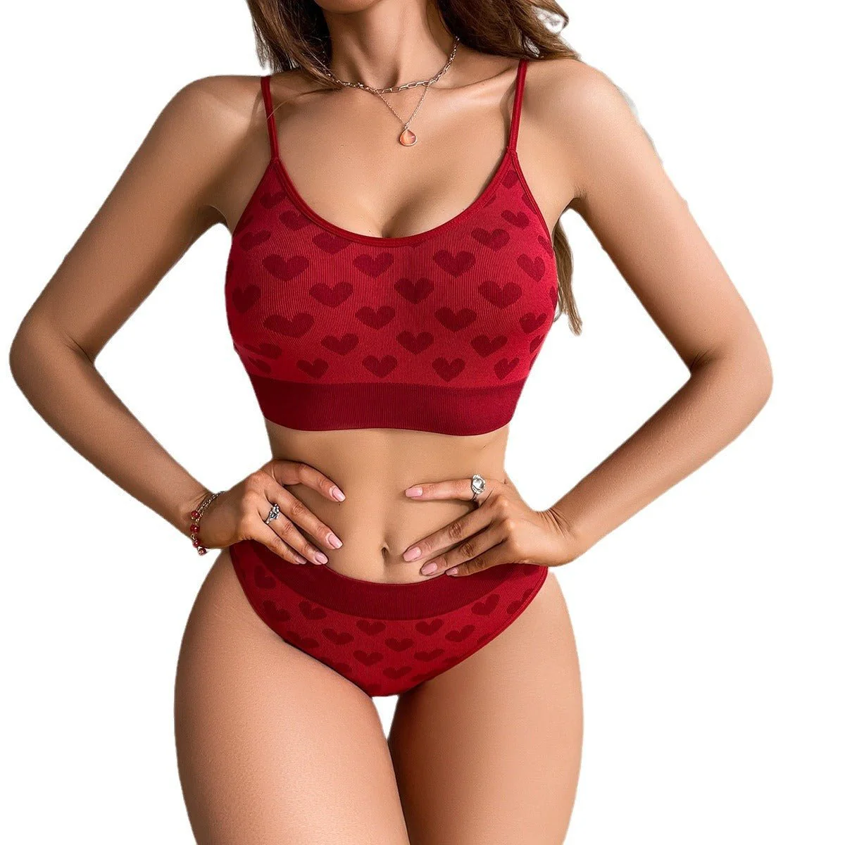 Pure Desire | Red Seamless Gathered Bra Panty Set - Image 7