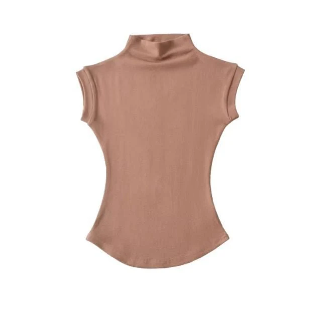 Pure desire style small high collar white short-sleeved T-shirt female summer cami top - Image 10
