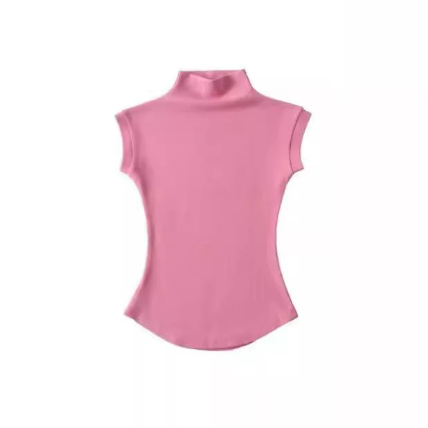 Pure desire style small high collar white short-sleeved T-shirt female summer cami top FD - Image 9