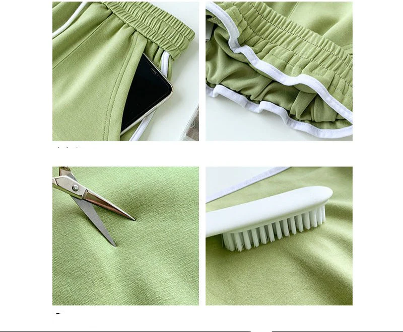 [Quality hemming] Green shorts women's summer casual wear wide-leg pants women's pants tail goods wholesale three-point hot pants - Image 3