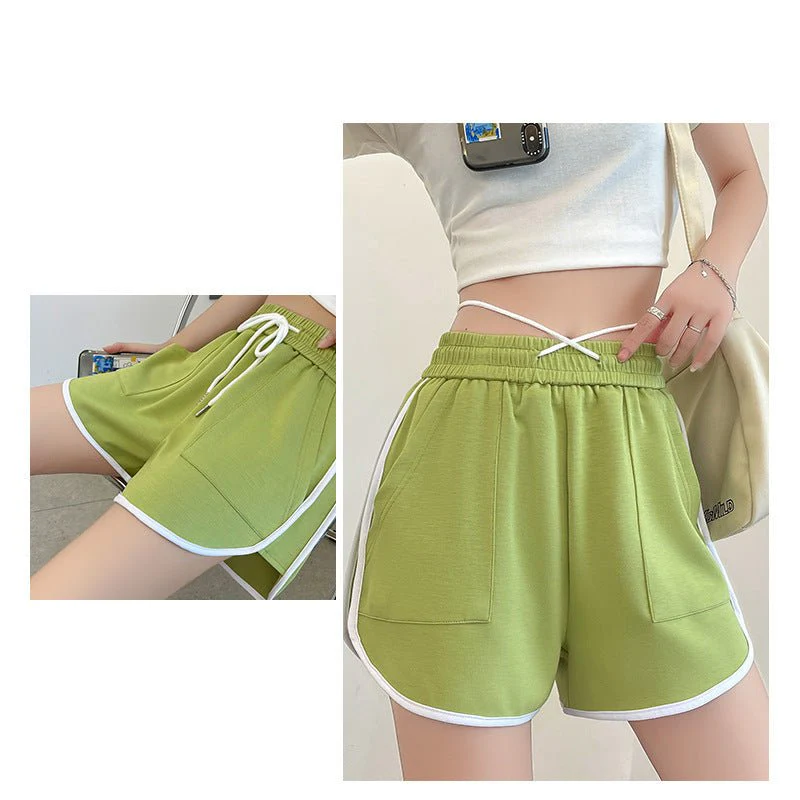 [Quality hemming] Green shorts women's summer casual wear wide-leg pants women's pants tail goods wholesale three-point hot pants - Image 4