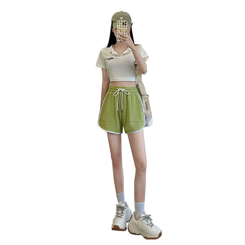[Quality hemming] Green shorts women's summer casual wear wide-leg pants women's pants tail goods wholesale three-point hot pants - Image 5