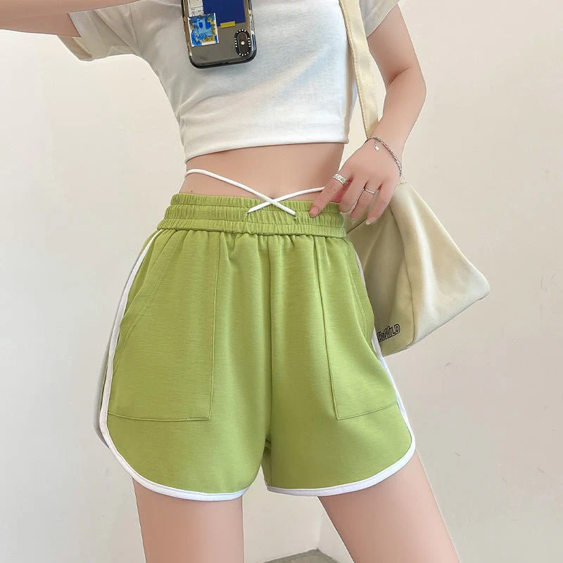 [Quality hemming] Green shorts women's summer casual wear wide-leg pants women's pants tail goods wholesale three-point hot pants - Image 6