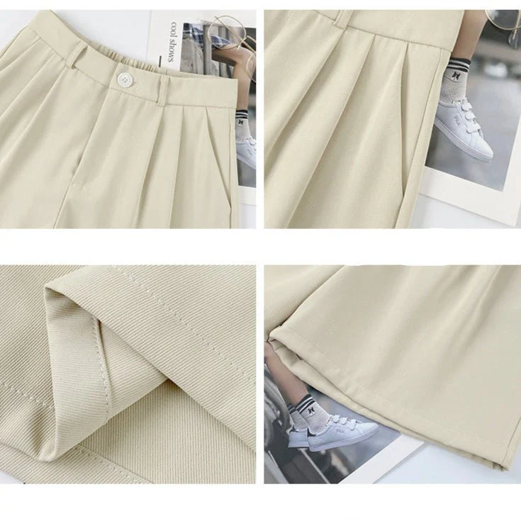 [Quality hemming] Suit shorts women's summer wear loose high waist wide leg pants straight casual five-point pants - Image 4