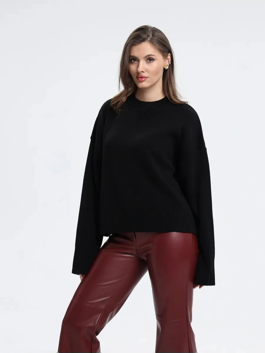 Refined Minimal | High Collar Loose Knit Sweater Imitation Wool - Image 10