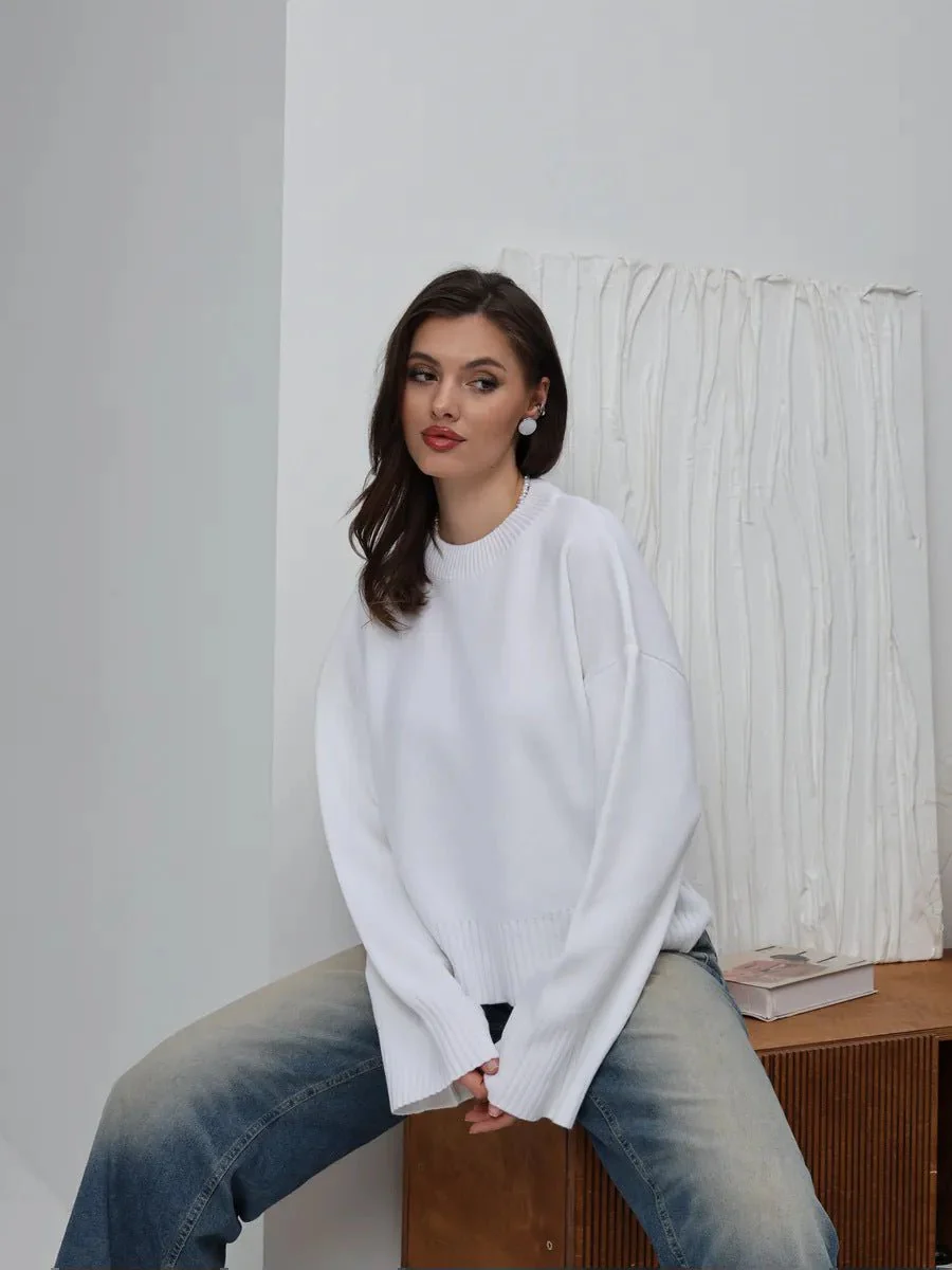 Refined Minimal | High Collar Loose Knit Sweater Imitation Wool - Image 6