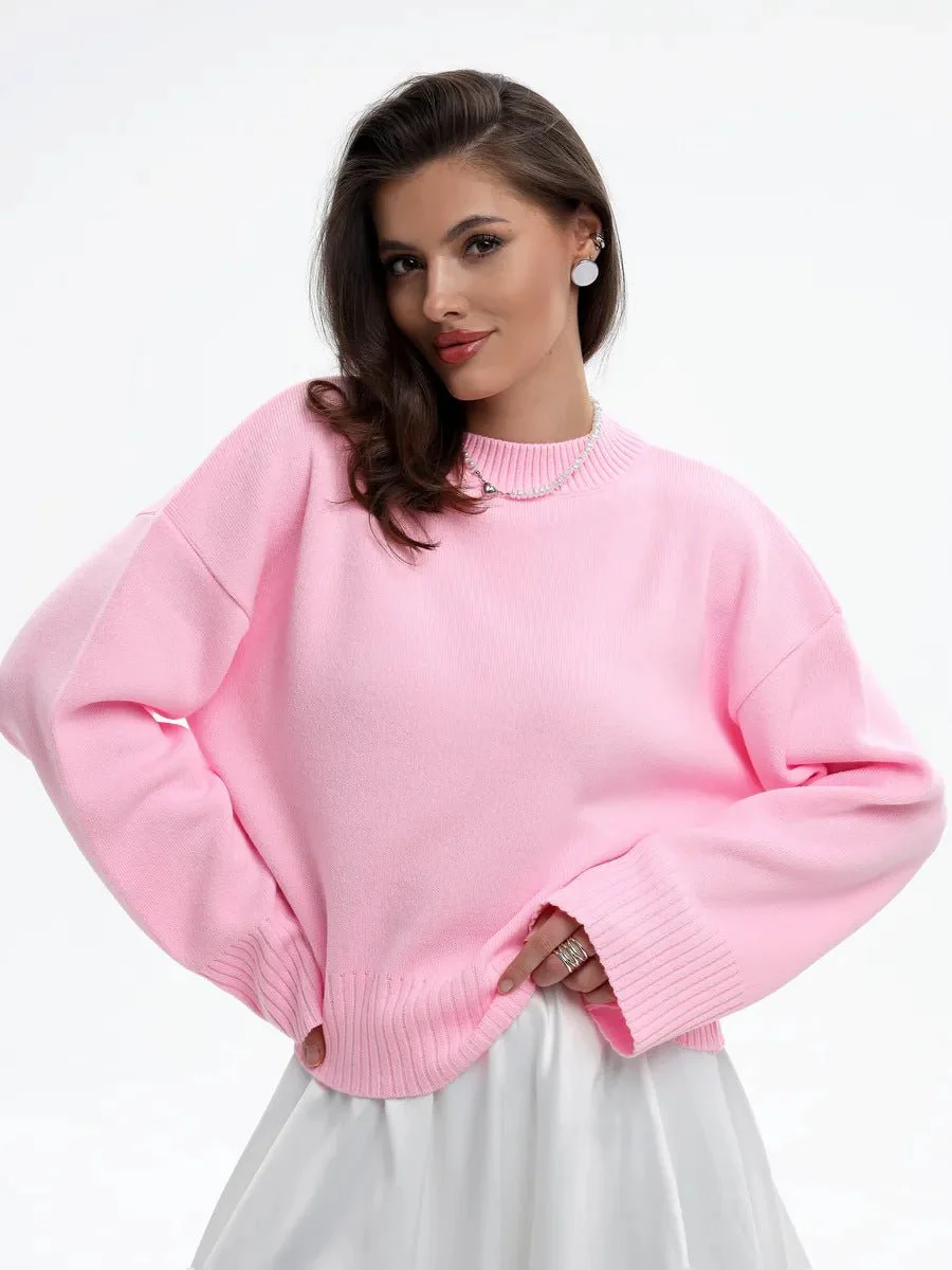 Refined Minimal | High Collar Loose Knit Sweater Imitation Wool - Image 7