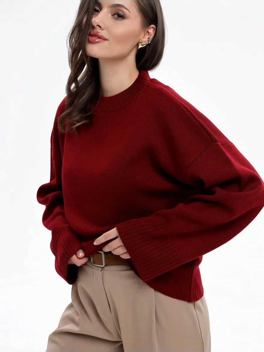 Refined Minimal | High Collar Loose Knit Sweater Imitation Wool - Image 9