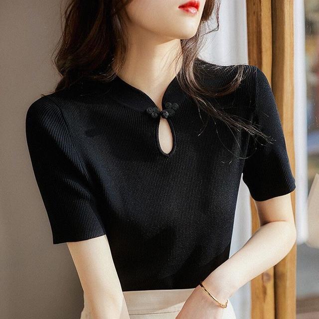 Retro Button-Collar Core-Spun Yarn T-Shirt | Summer 2025 Collection - Image 2