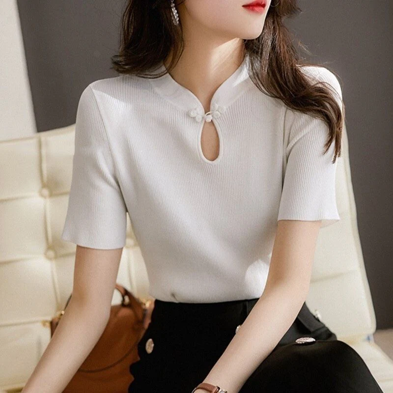 Retro Button-Collar Core-Spun Yarn T-Shirt | Summer 2025 Collection - Image 3